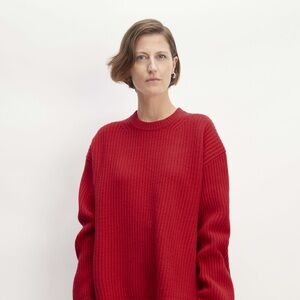 Everlane felted merino wool oversized crewneck sweater in classic red❤️